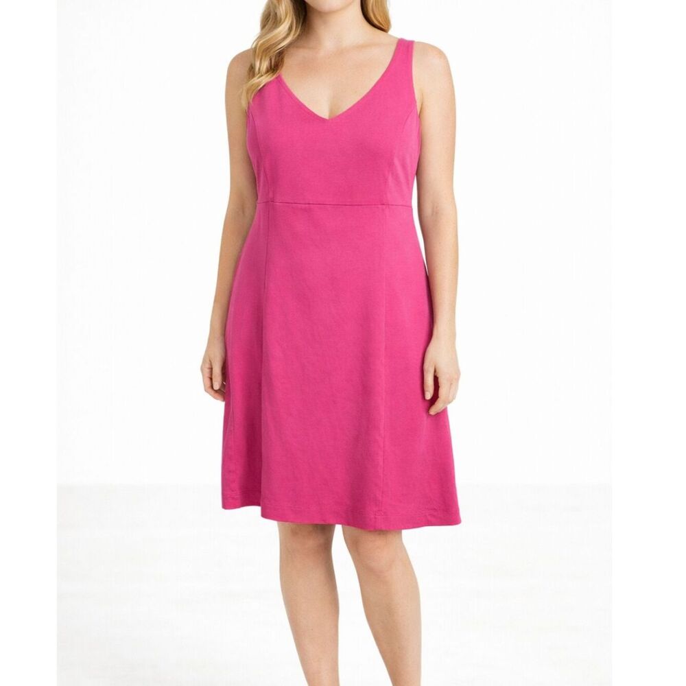 New York & Company Pink Sleeveless Dress Size M Knee Length Cotton Casual